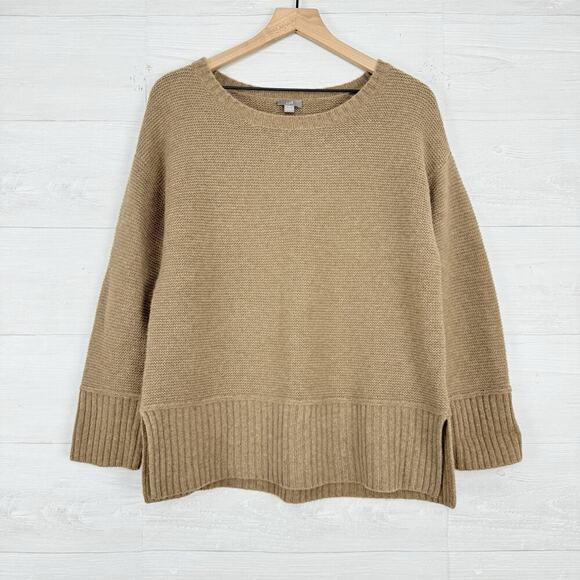 J.Jill Womens Wool Blend Sweater Size M Tan Brown Neutral Minimalist Boxy NWT - Picture 1 of 13